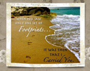 ... quotes Beach wall Decor Picture of Jesus Footprints on the Beach