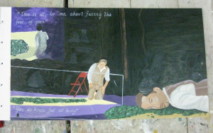 ... walking on broken glass. Getting head stood on whilst lying in glass