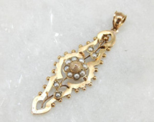 Rare English Victorian Seed Pearl A nd 15ct Gold Pendant H9C3ER-P ...