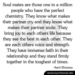 Soul mates are those one in a million people