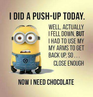 ... for this image include: minion, cute, funny, push-up and chocolate