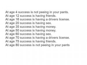 At Age 4 sucess Is Not Peeing In Your Pants…