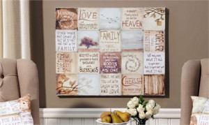 Quote Collage Stretched Canvas Wall Print, Family