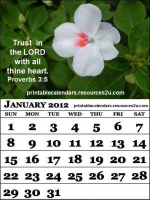 Free February 2012 Calendar with Bible verses