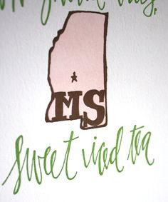 Cute Mississippi Letterpress Print More