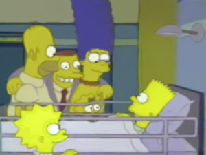 Smithers checks on Bart after Mr. Burns hits him. ) Uh-...