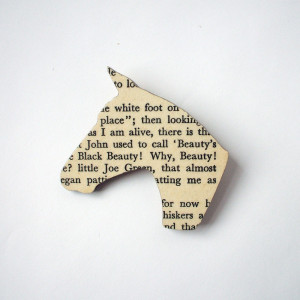 Image of Anna Sewell - 'Black Beauty' original book page brooch