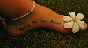 Among The Wild Flowers Tattoo On Left Foot