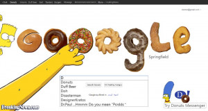 Funny Homer Simpson Google Home Page with Donuts