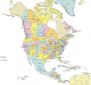 NORTH AMERICA MAP WITH CAPITAL CITIES