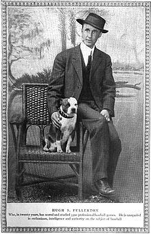Hugh Fullerton with dog, 1912