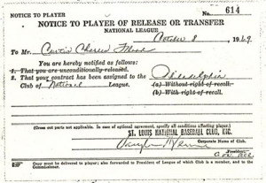 Curt Flood Notice to Player of Release or Transfer