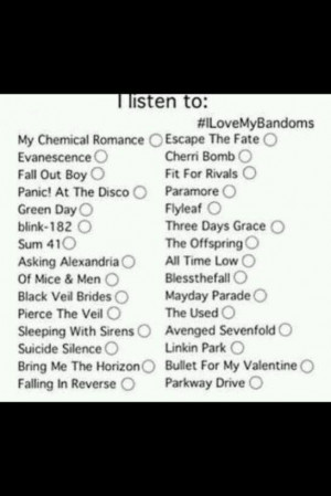 My Chemical Romance; Fall Out Boy; Panic! At The Disco; Green Day ...