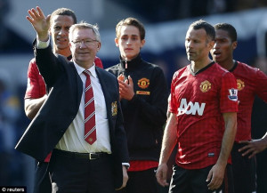 Sir Alex Ferguson absorbs the standing ovation from Uniteds fans at ...