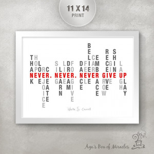 NEVER GIVE UP 11x14 Inspirational Quote Poster / Inspirational Word ...