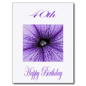 Happy 40th Birthday purple Blossom Postcard