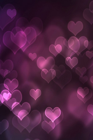 Bokeh Purple Hearts iPhone wallpaper