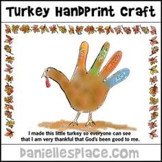 Thanksgiving Handprint Turkey Craft from www.daniellesplace.com