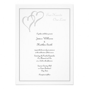 two hearts one love wedding invitations with entwined silver hearts in ...