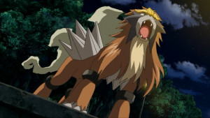 ... , who would win in this triple threat duel? Simba, Aslan, or Entei