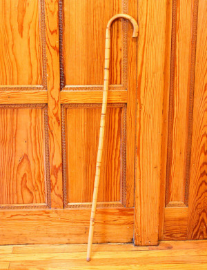 vintage carnival cane - barker - bamboo - curved handle