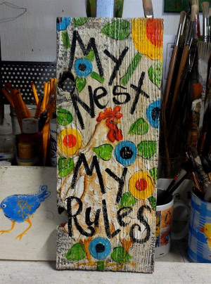 Funky Chicken Flowers Sign My Nest by cackleblossums on Etsy,