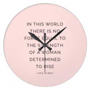 Determined Woman Inspiring Quotes Pink Black Wall Clock
