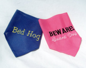 SET OF TWO Snap On Bed Hog and Guar d Dog Doggie Bandanas for Your Toy ...