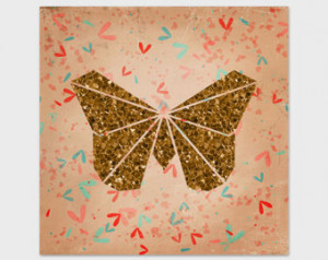 Orange Butterfly Print, 10x10 Square Printable, Instant Download, Gold ...