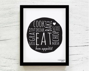 kitchen art print kitchen decor inspirational quote gift for foodie by ...
