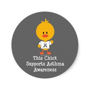 asthma awareness | Grey Ribbon Asthma Awareness Chick Stickers from ...