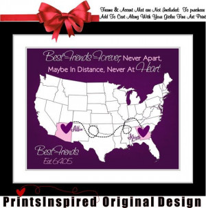 Gift for Best Friend: Unique Personalized Quote Art Map Popular Item ...