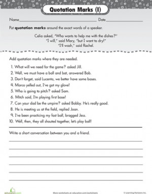 Worksheets: Perfect Punctuation: Using Quotation Marks