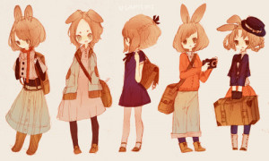 anime, bunny, draw, fashion, five, girl, girls, nice, wow