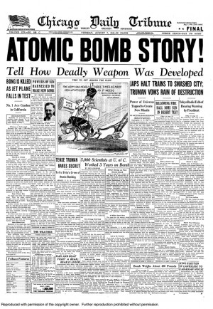 Atomic bomb dropped on Hiroshima, 1945.