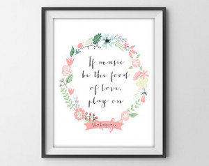 Shakespeare Quote Print - Typography Floral Wreath Laurel Wreath - If ...