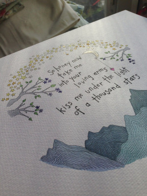 Thinking out loud, ed sheeran quote original watercolour