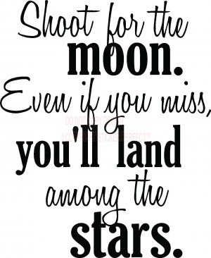 Shoot for the moon even if you miss you'll land among the stars ...