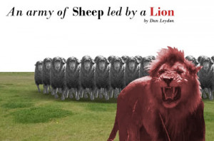 An army of Sheep led by a Lion