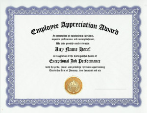 employee appreciation award certificate job recognition ebay