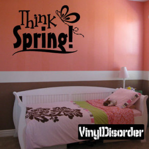 Think Spring Butterfly Spring Holiday Vinyl Wall Decal Mural Quotes ...