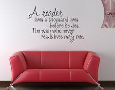 Art Wall Decals Wall Stickers Vinyl Decal Quote - A reader lives a ...
