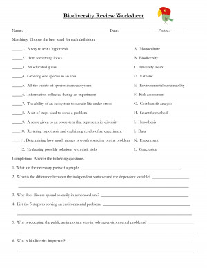 Biodiversity Review Worksheet