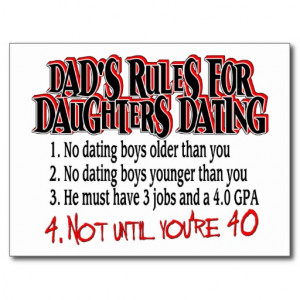 Dads Rules for Daughters Dating Postcards
