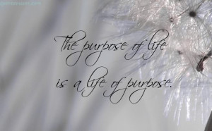 The purpose of life is a life of purpose.”
