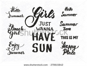 Set of summer motivational quotes about beach fun and relaxation ...