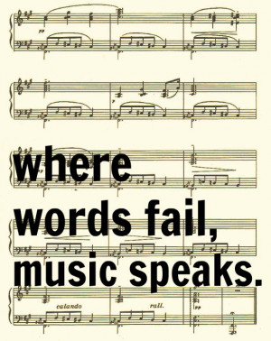 ... Music Speaks, Hans Christian Andersen Quote, Sheet Music Art Print
