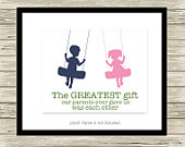 ... playroom room decor, boy girl art, brother sister quote, custom colors