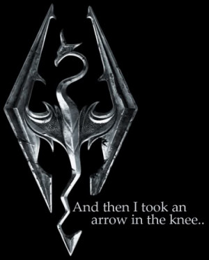 Skyrim logo and quote (arrow in the knee)