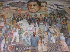 This mural shows Benito Juarez and his famous quote which translates ...